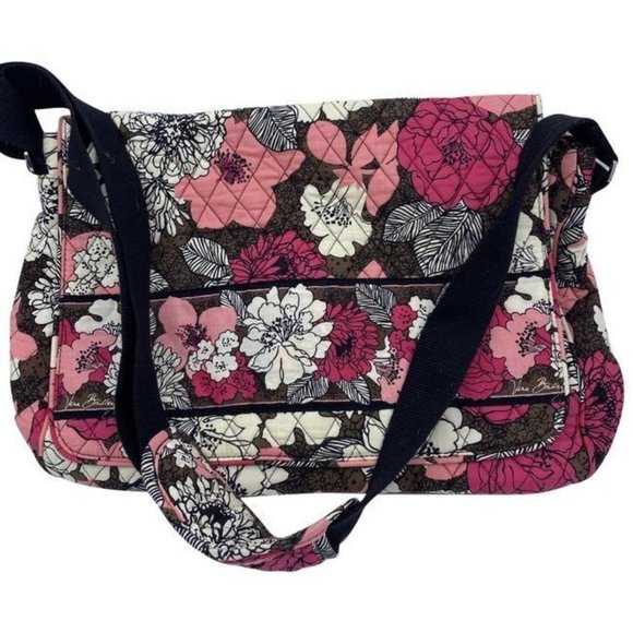 vera bradley messenger redpink fabric cross body b - Picture 1 of 10